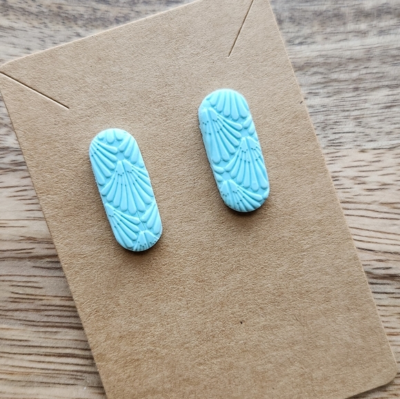 Hand Crafted Jewelry - Baby Blue Polymer Clay Textured Studs NWT